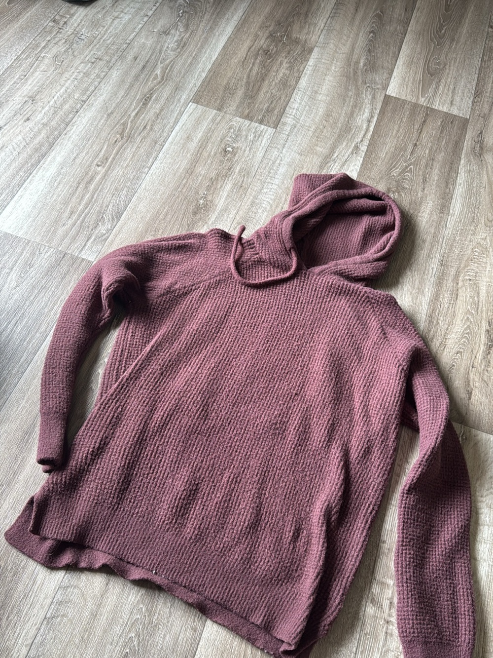 Maurices Waffle-Knit Hooded Sweater in Mauve
